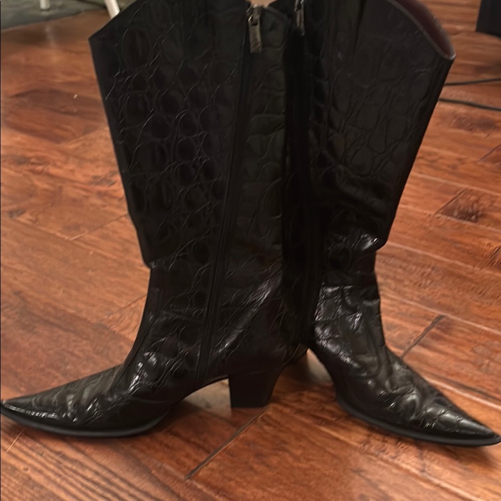 Black Crocodile Pattern Women's Boots Angela Falconi size 38